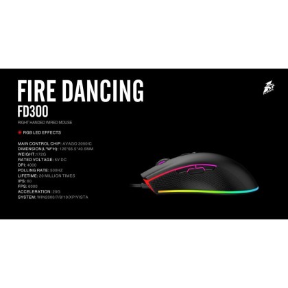 1st Player Fd300 Pro Rgb Gaming Mouse Right handed wired mouse RGB LED EFFECTS